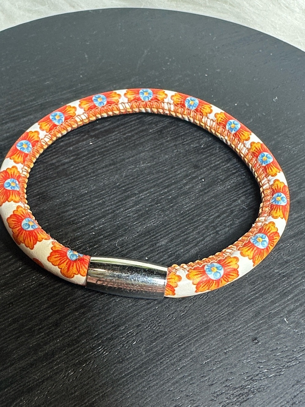 Brighton charm bracelet silver orange blue flowers magnetic